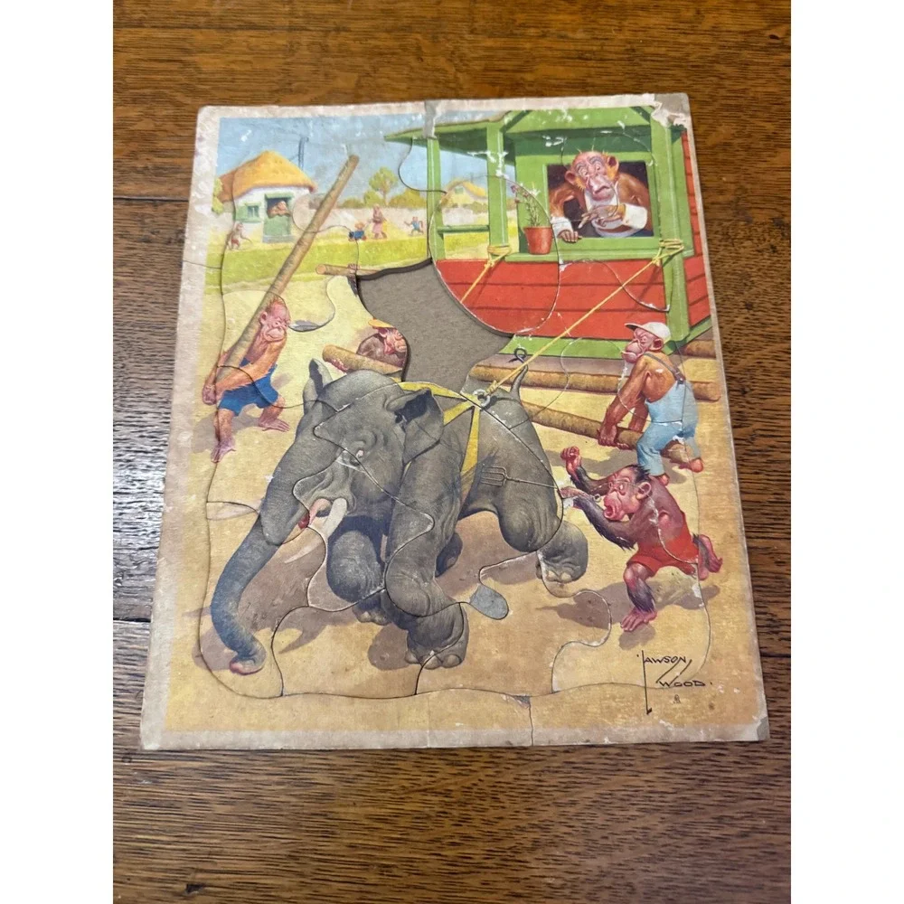 Vintage Frame Tray Puzzles Tuco Lawson Wood Built-Rite Lot of 4‎ Missing Pieces